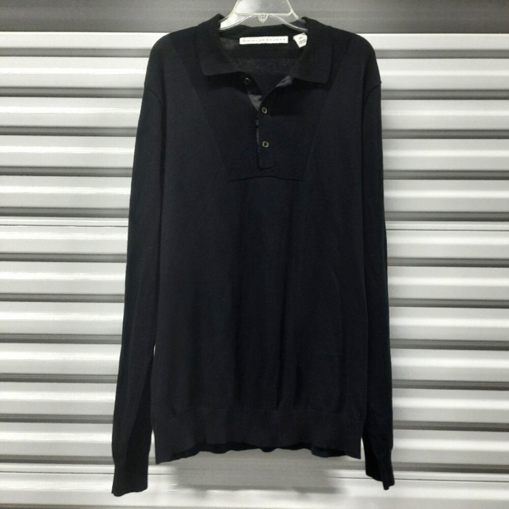 Sean John Men's Sweater Big Tall 2XL Black Pullover Long Sleeve Cotton Logo